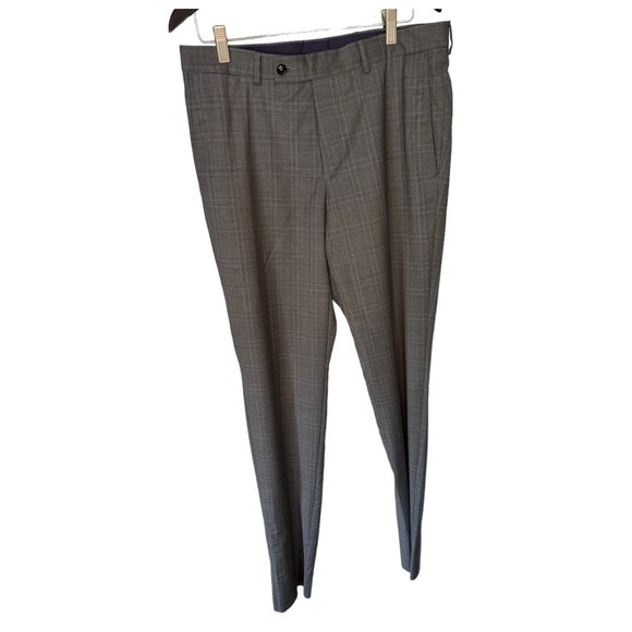 Ted Baker London Jay Ct Grey Blue Plaid Wool Suit Pant Size 33R NWT - Picture 1 of 9